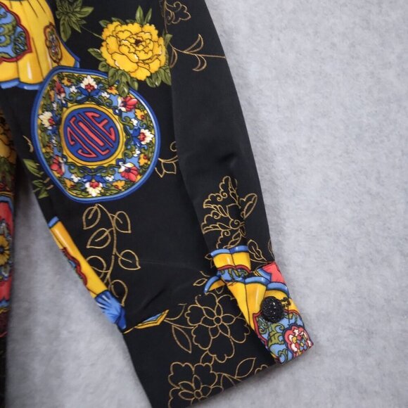 Vintage Women’s Asian Print Multicolor Long Sleeve Statement Blouse | Sz L - Picture 6 of 8